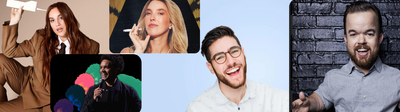 Hannah Berner, Trevor Noah, Brad Williams, Sam Morrison, and Jackie Schimmel
